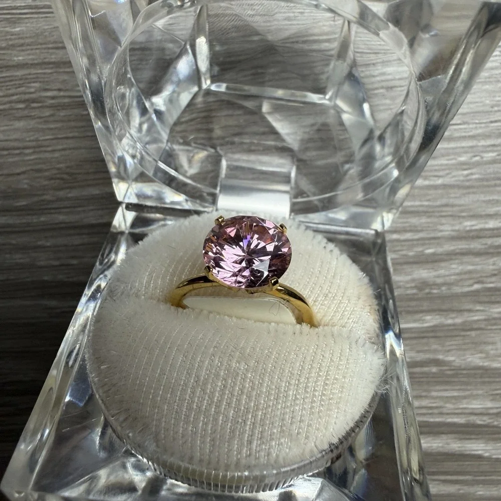 Vintage JOJAK Pink Ice Cubic Zirconia Round Cut Ring Size 6 New